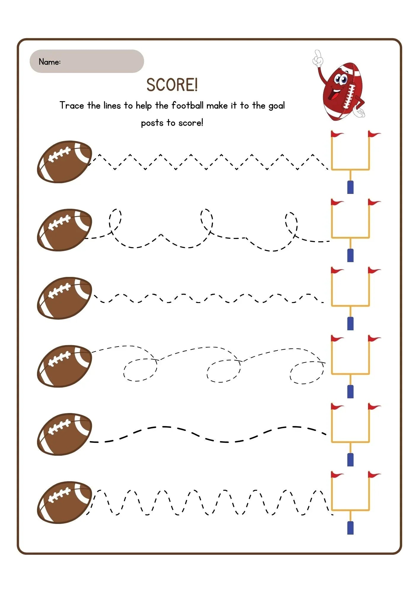 Football - Trace The Lines Activity Sheet - NESTA TOYS
