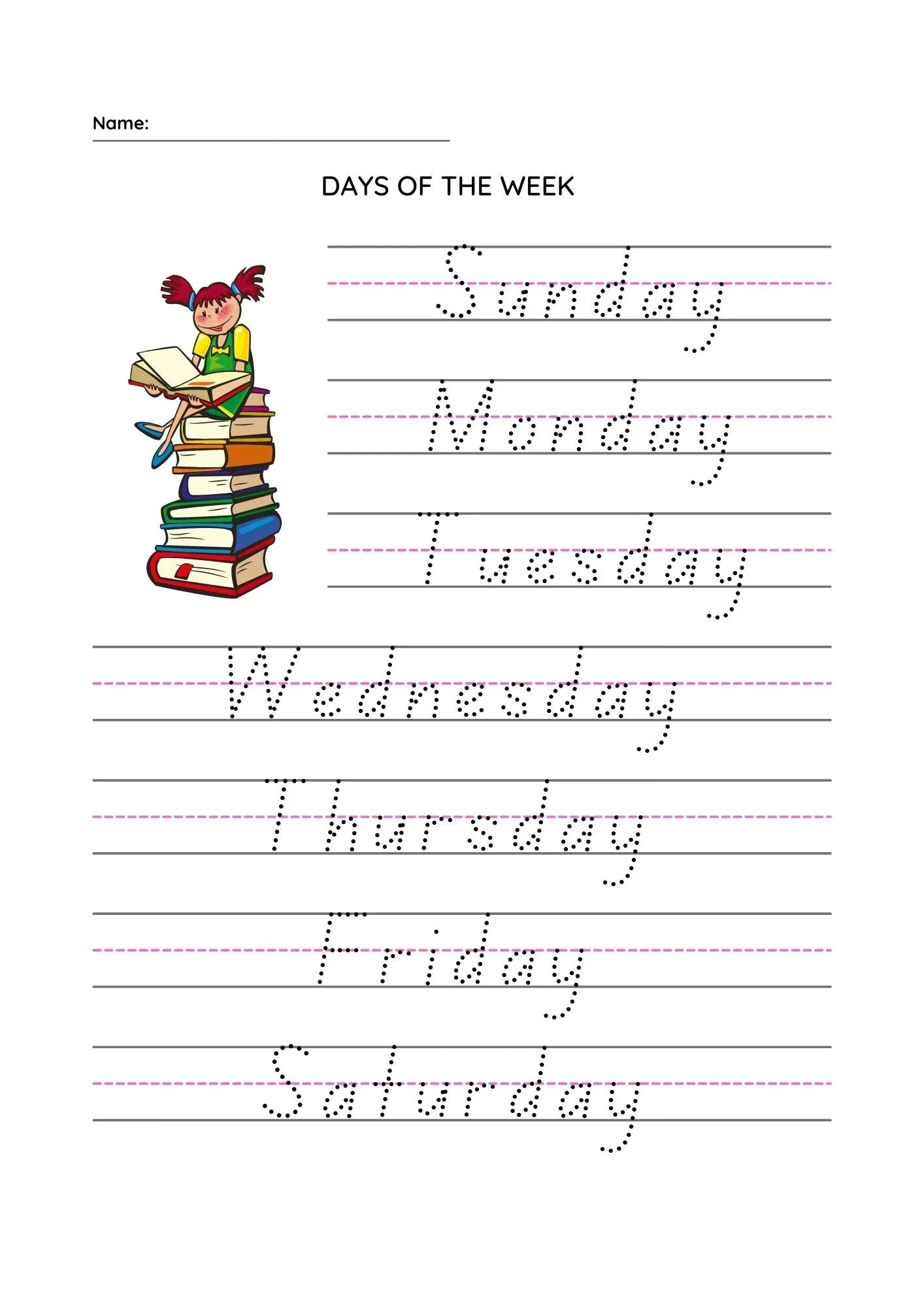 Trace the Days of the Week - Fun Handwriting Practice for Kids - NESTA TOYS