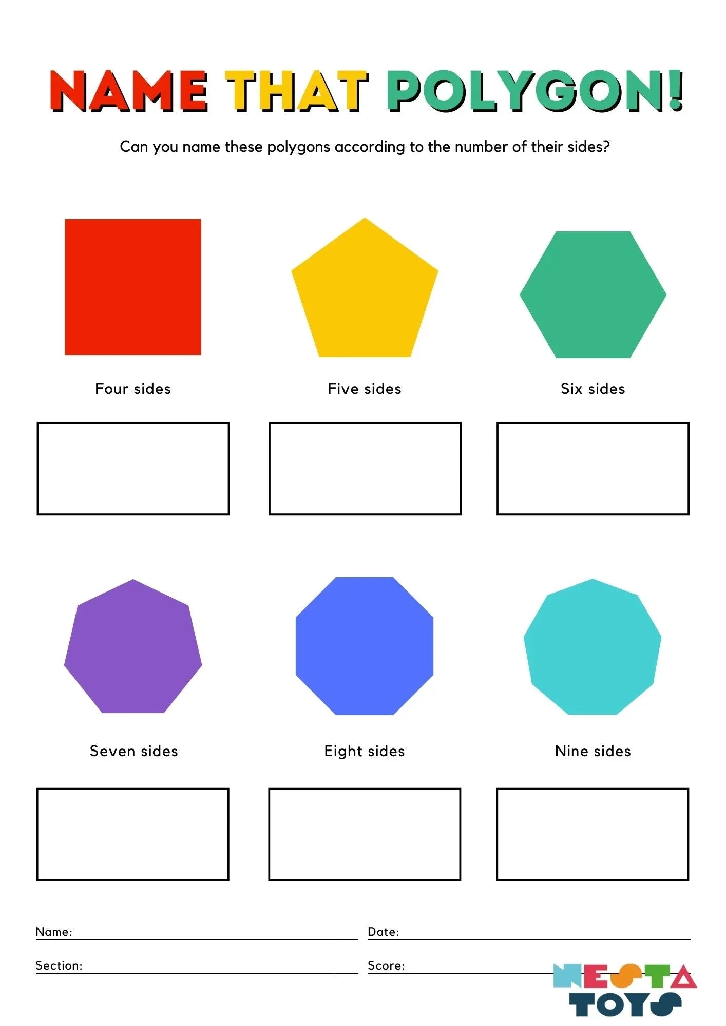 Name That Polygon! Activity Sheet for Kids - NESTA TOYS