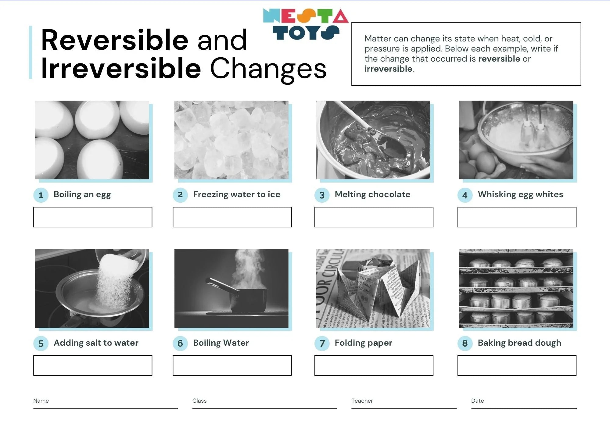 Reversible and Irreversible Changes - NESTA TOYS