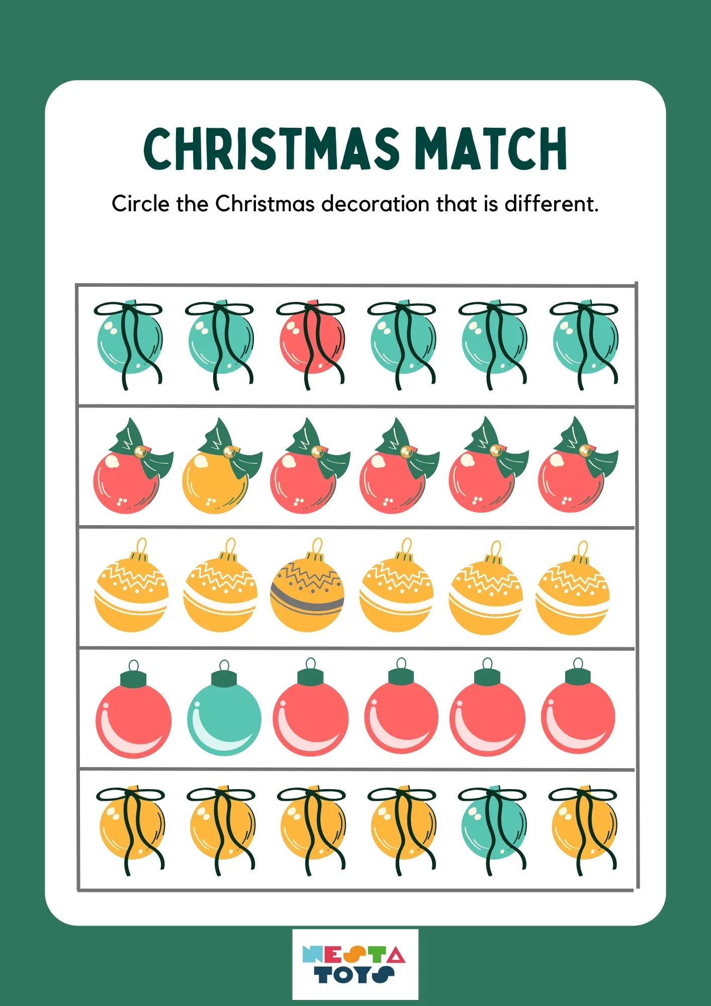 Christmas Theme Activity Sheets for Kids - NESTA TOYS