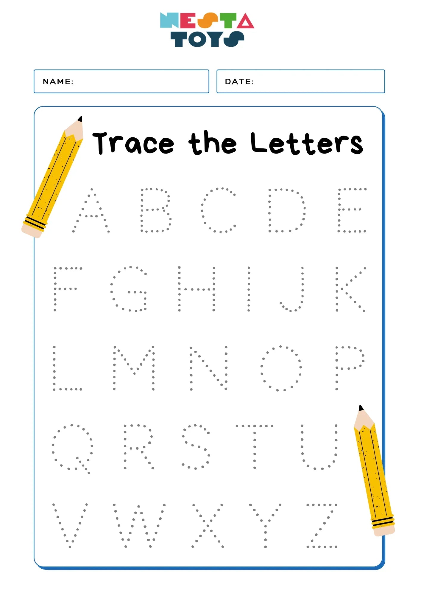 Trace the Letters Activity Sheet - nestatoys
