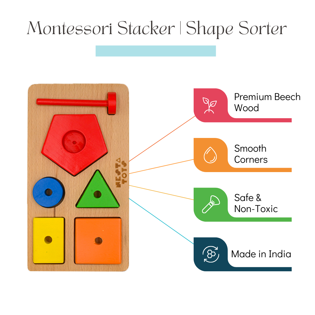 NESTA TOYS - Montessori Stacker | Shape Sorter - nestatoys