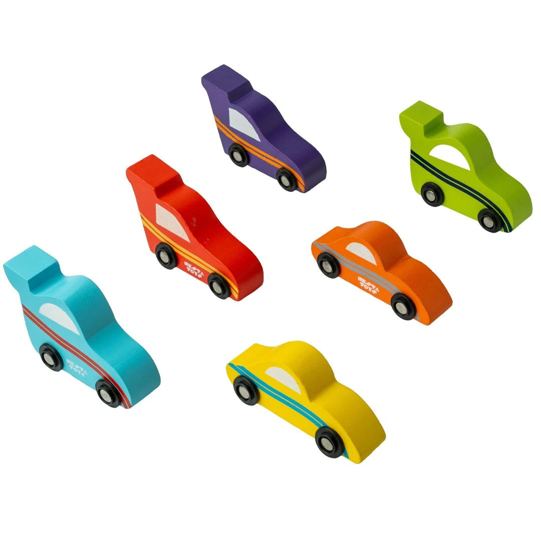 NESTA TOYS | Montessori Wooden Cars for Toddlers – 6 Pcs Educational Toy Set