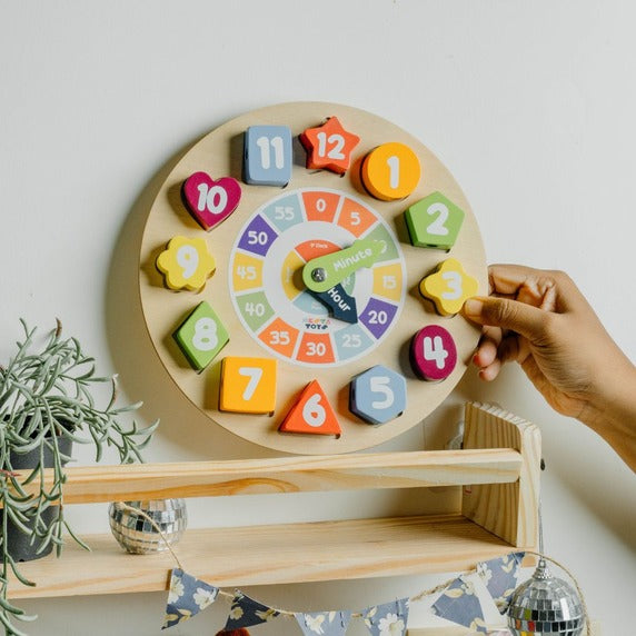 Wooden Shape Sorting Clock Toy