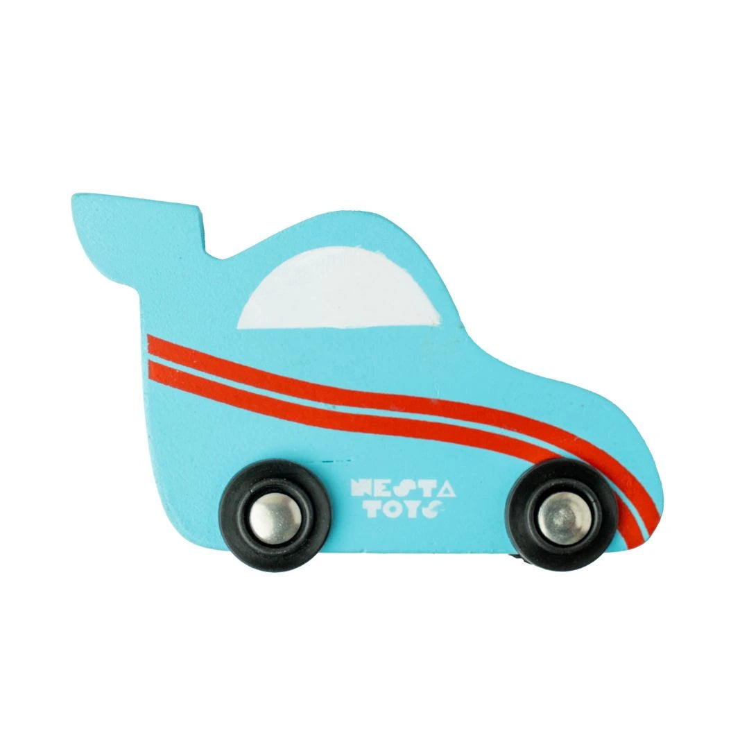 Wooden Car (3 Pcs) - Sky Blue, Yellow, Red