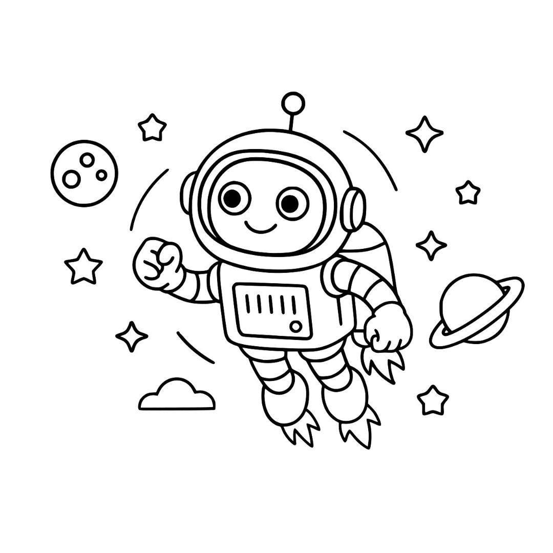 DIY Coloring Cotton Pouch for Kids– Robots and Future Tech