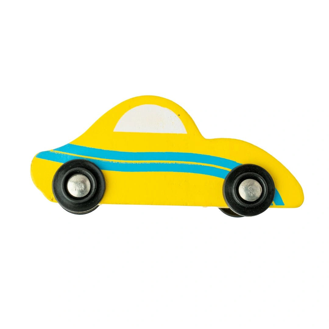 Wooden Car (3 Pcs) - Sky Blue, Yellow, Red