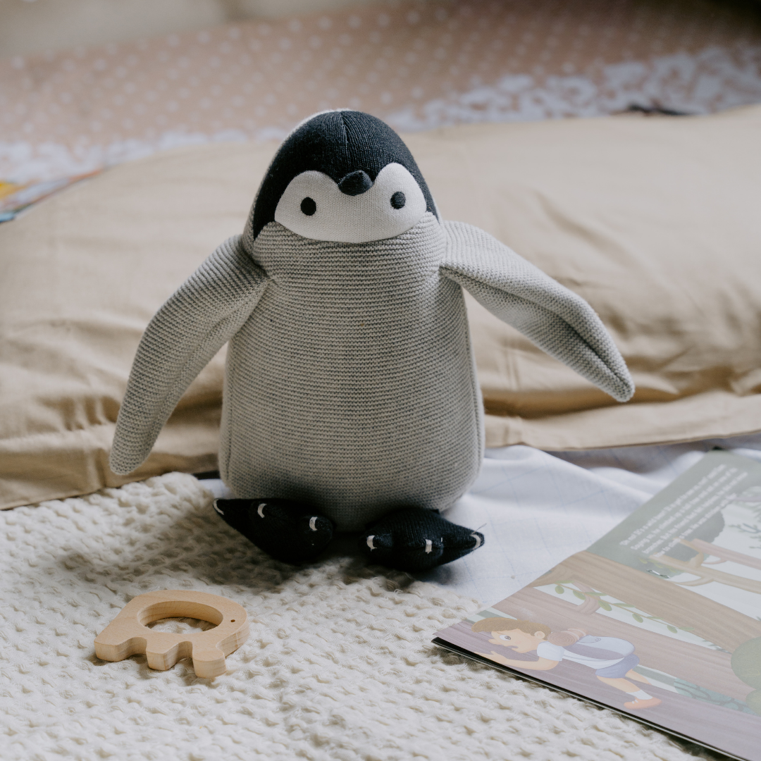 Newborn Gift Set - Penguin Plush Toy & Wooden Teethers - nestatoys