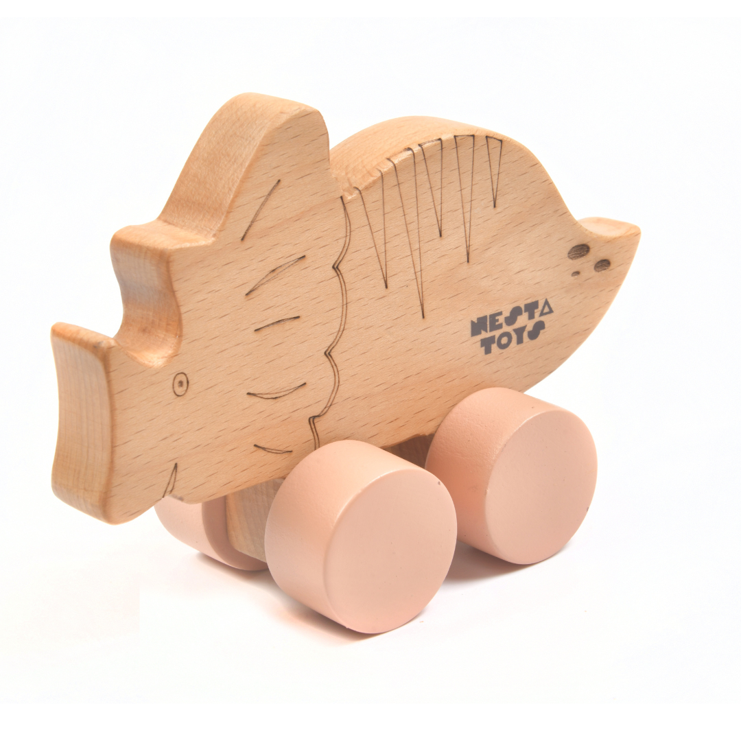 Wooden Dinosaur Car Toy - nestatoys