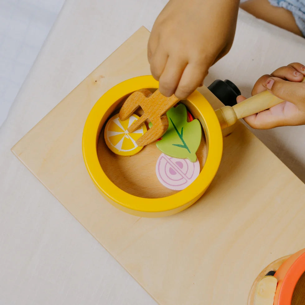 Wooden Kitchen Play Set | Cooking Toy for Kids (9 Pcs)