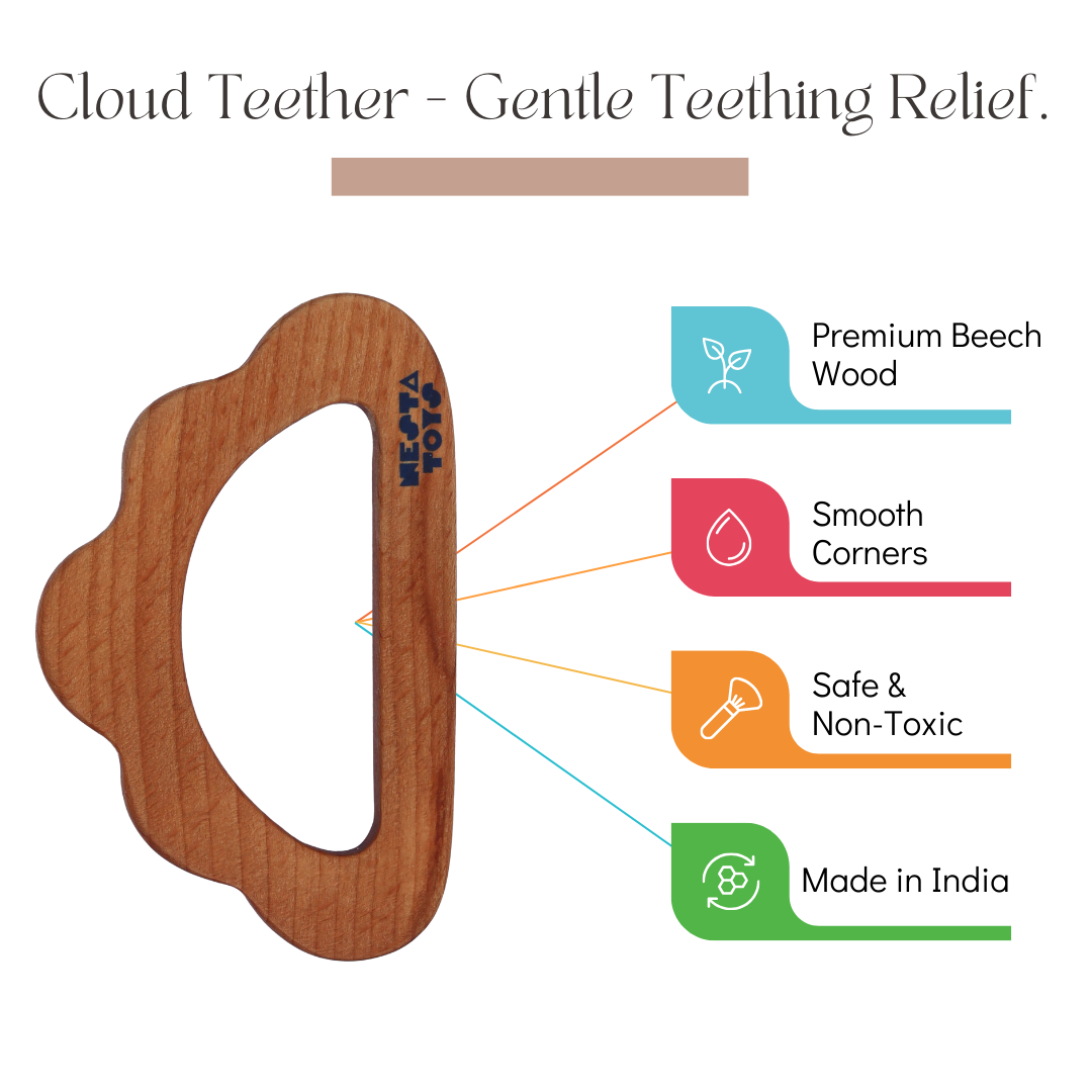 Beech Wooden Cloud Teether (0-1.5 years) - nestatoys