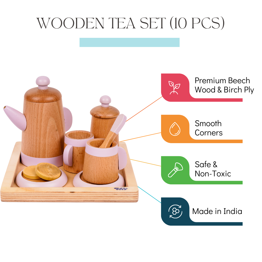Wooden Tea Set Toy (10 Pcs) - nestatoys