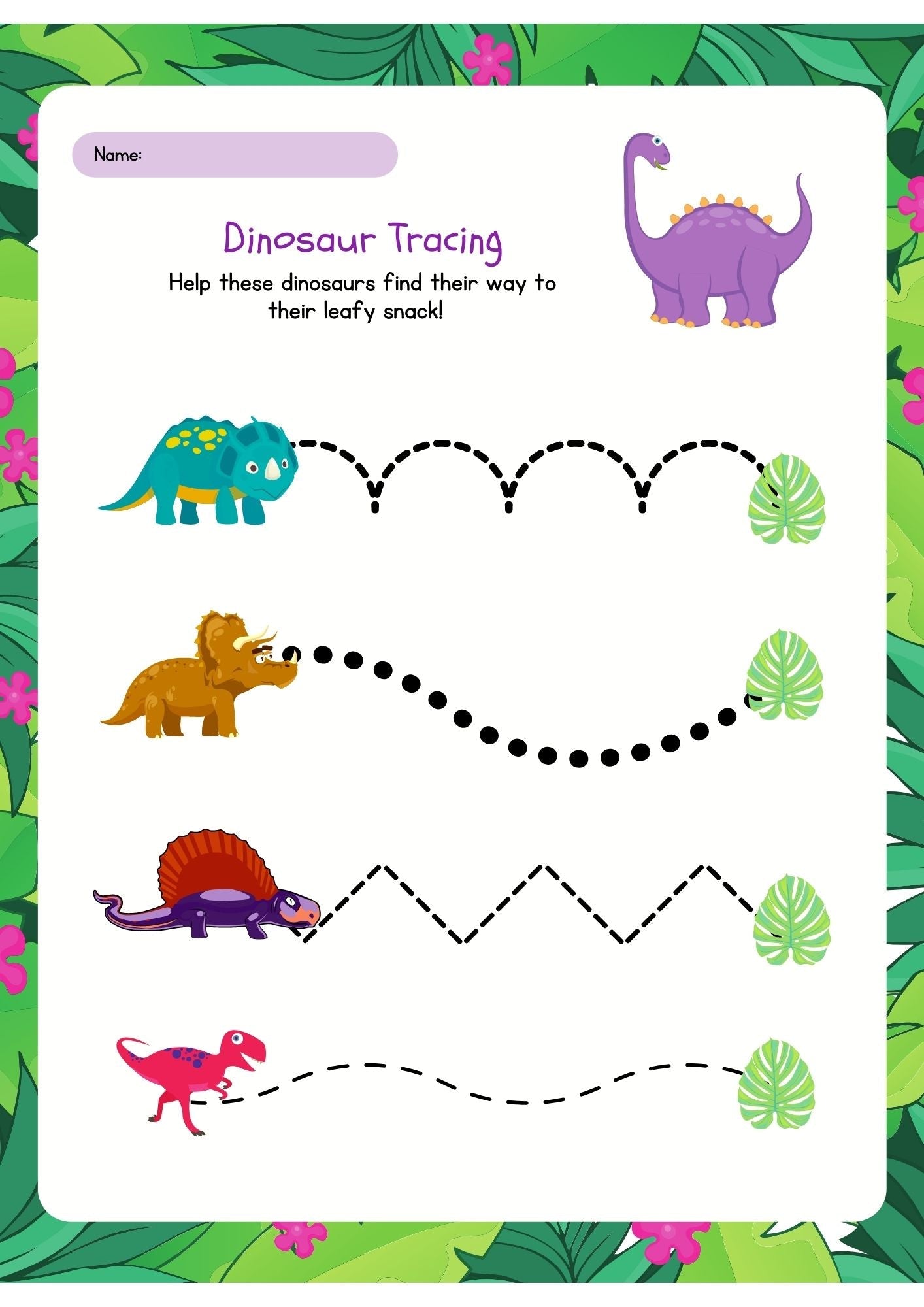 Dinosaur - Trace The Line Activity Sheet