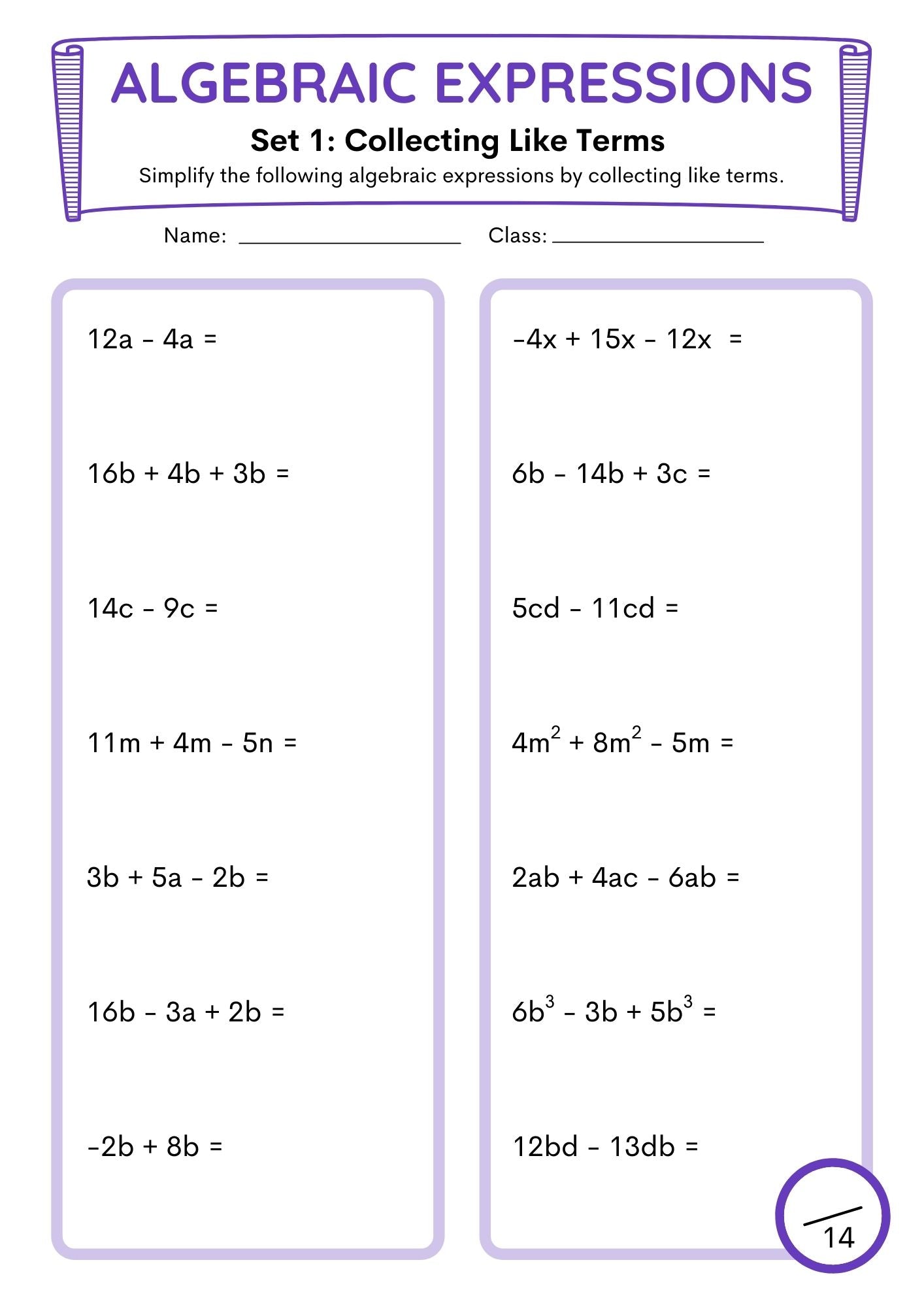 ALGEBRAIC EXPRESSIONS