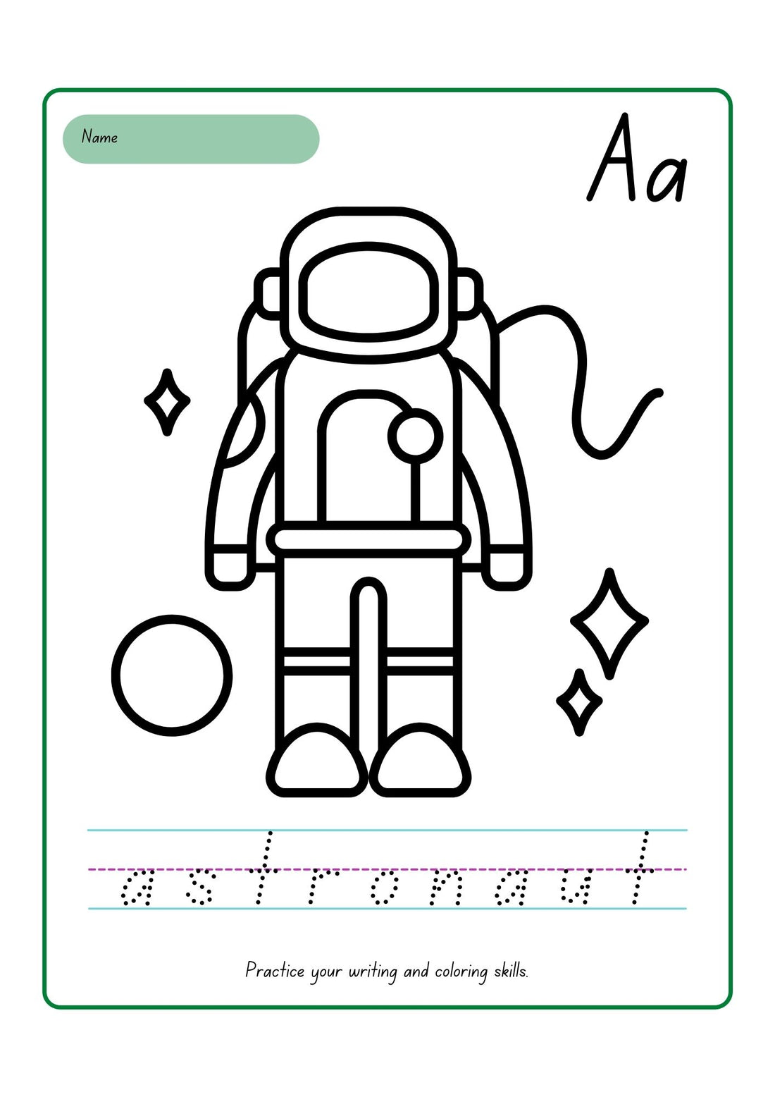 Color the Astronaut Worksheet for Kids - Fun Coloring Activity