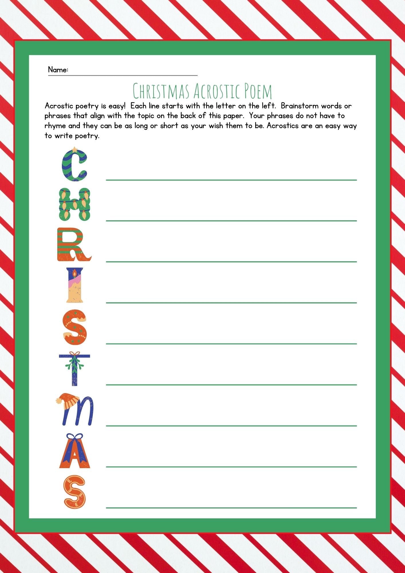 Christmas acrostic poem