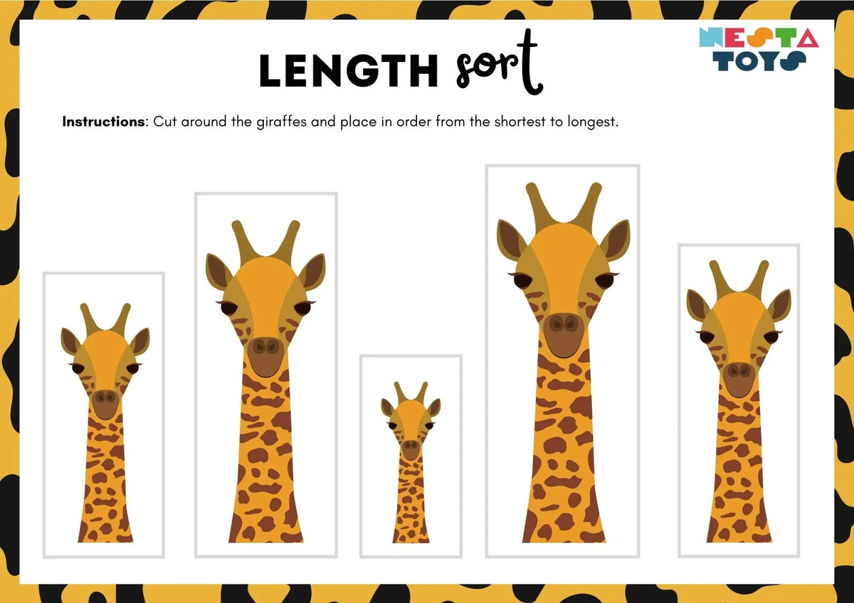 Length Sort Activity Sheet for Kids - Giraffe – NESTA TOYS