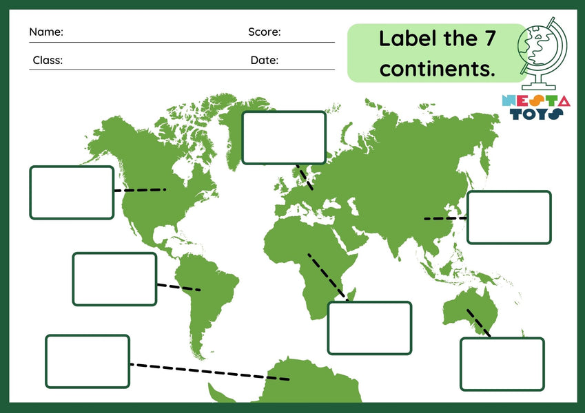 Label the 7 continents.