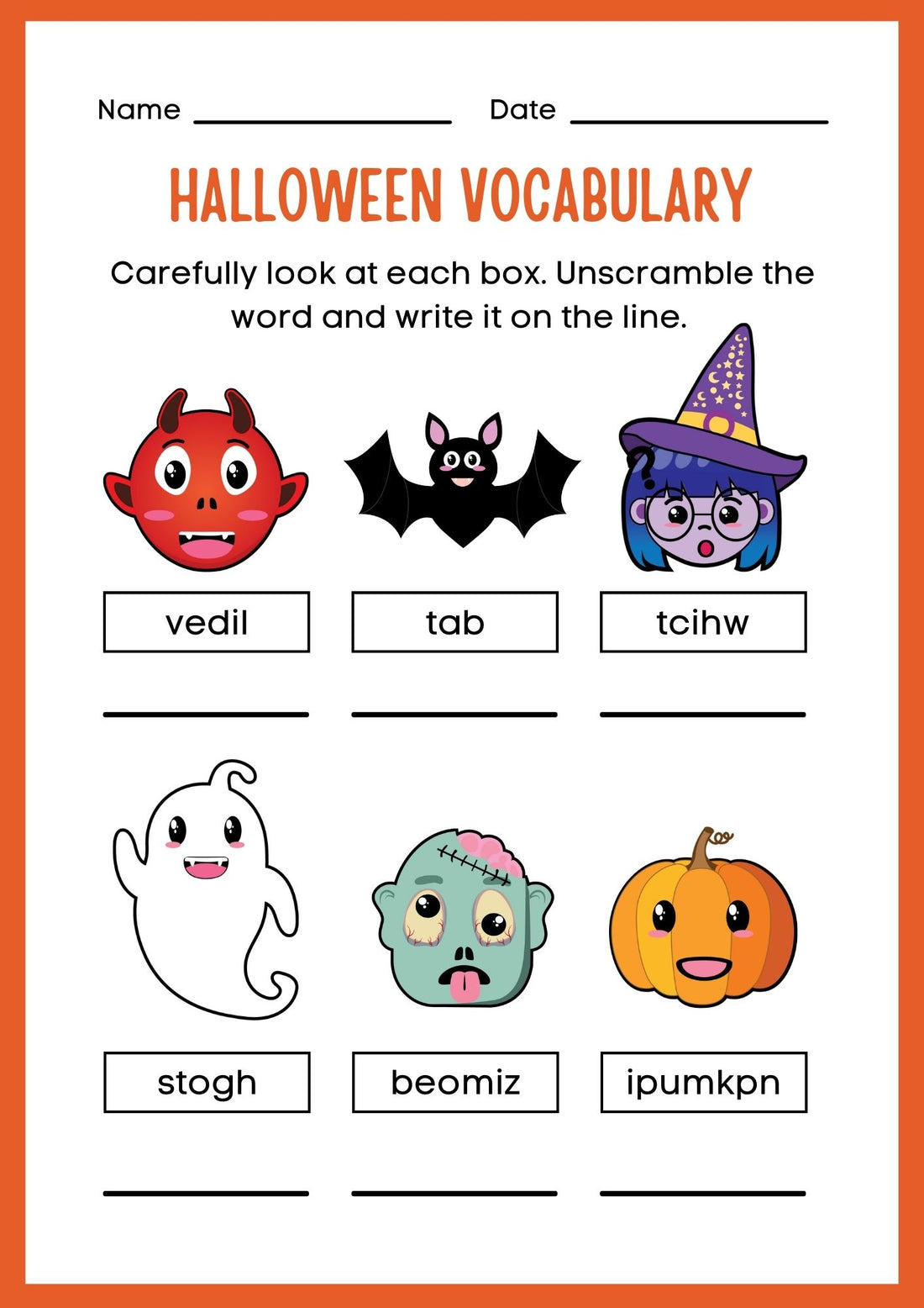 HALLOWEEN VOCABULARY