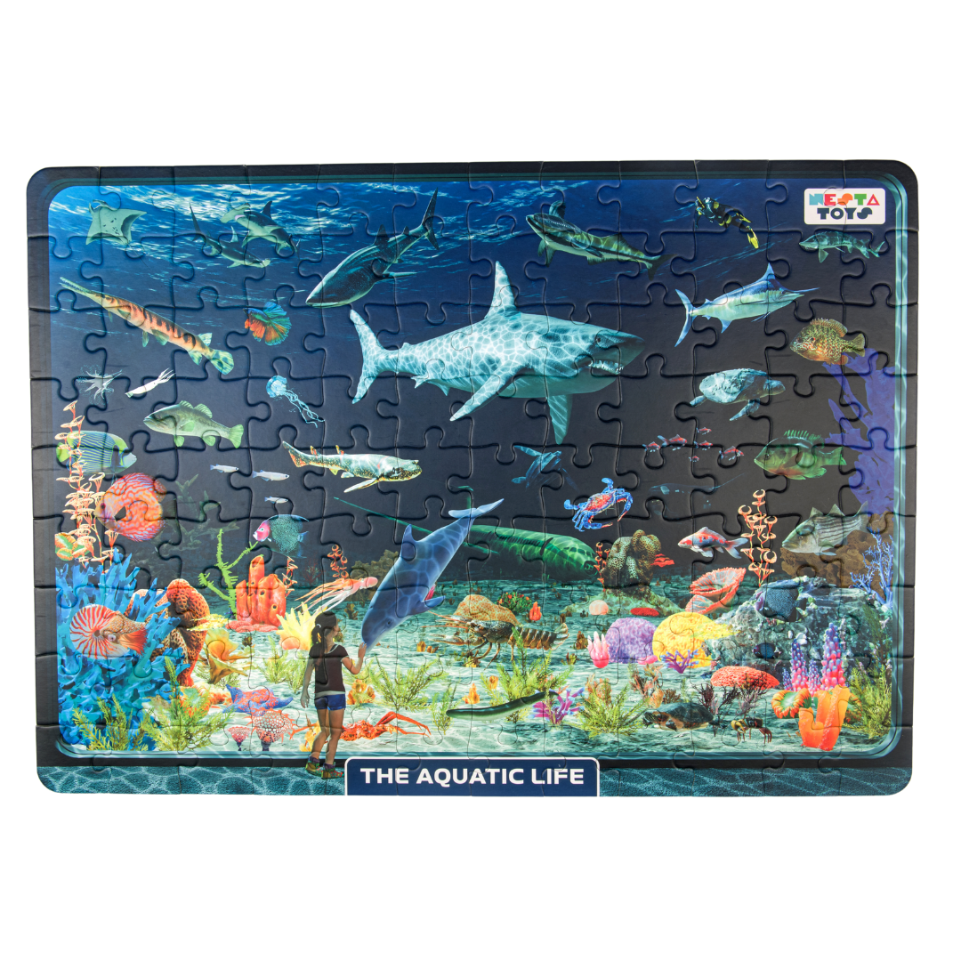 Aquatic Life Jigsaw Puzzle, Jigsaw puzzle for kids, educational toys, learning toys, 100 Pcs Puzzle