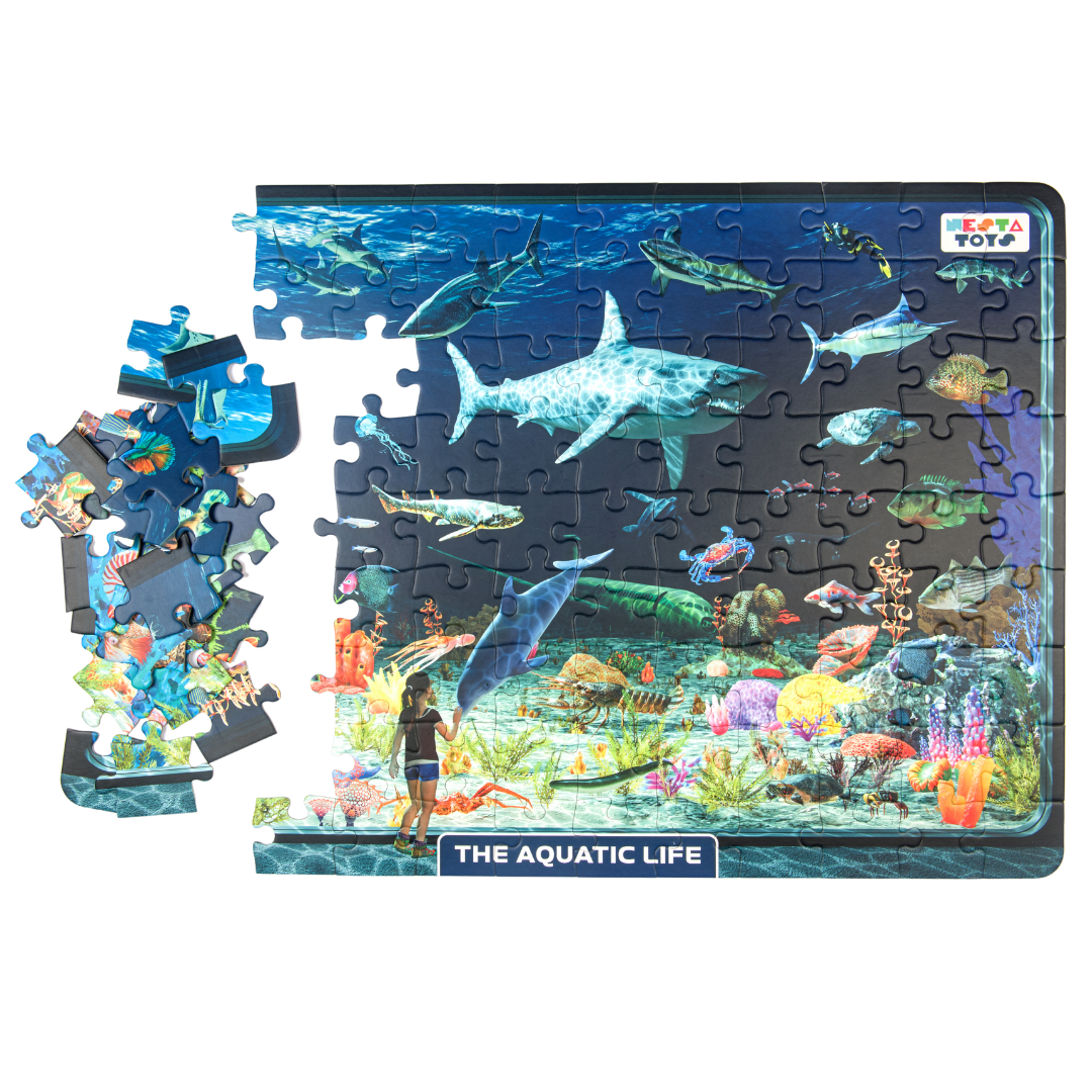 Aquatic Life Jigsaw Puzzle, Jigsaw puzzle for kids, educational toys, learning toys, 100 Pcs Puzzle