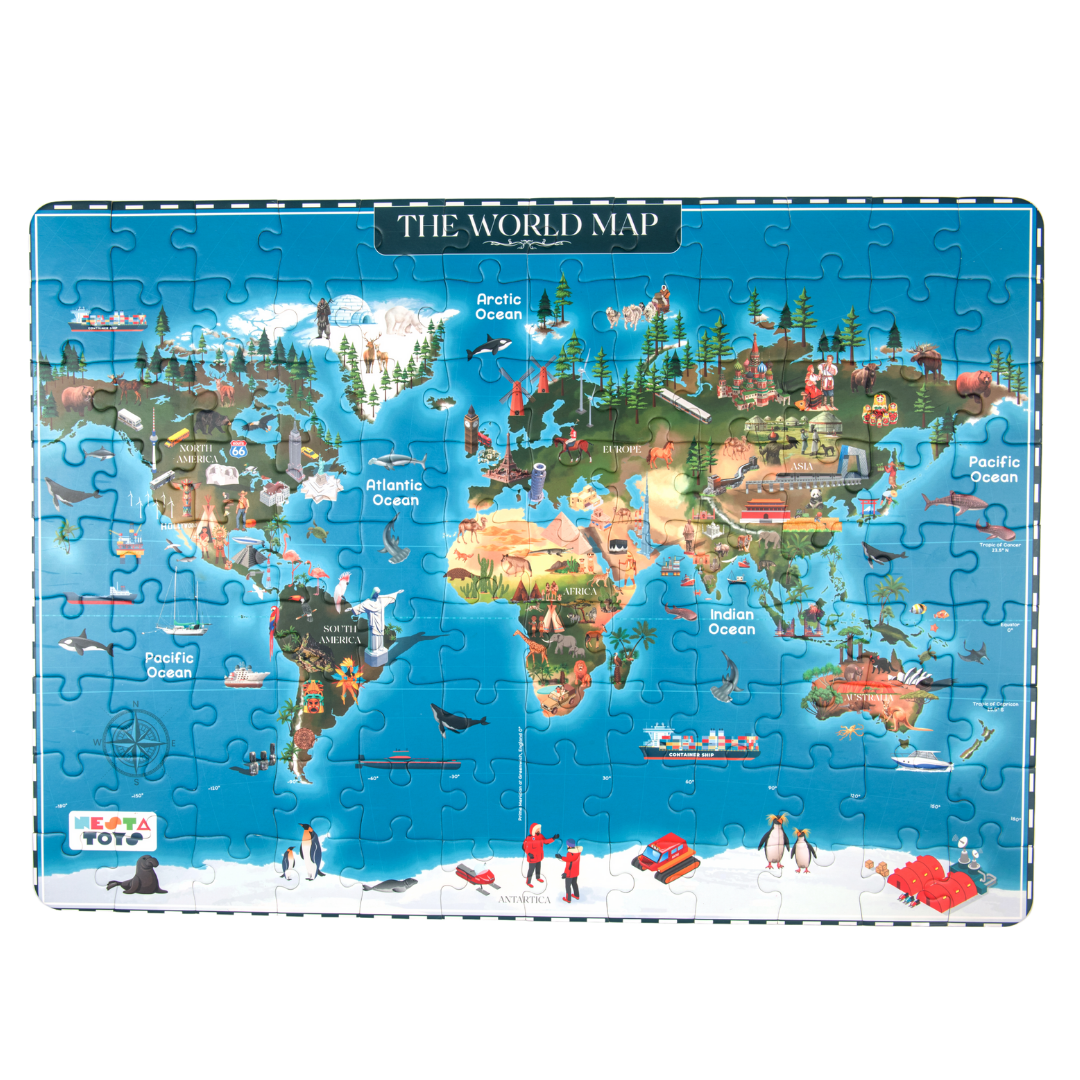 World map jigsaw puzzle, 100 Pcs jigsaw puzzle, educational toy, learning Toy, floor puzzle, nesta toys