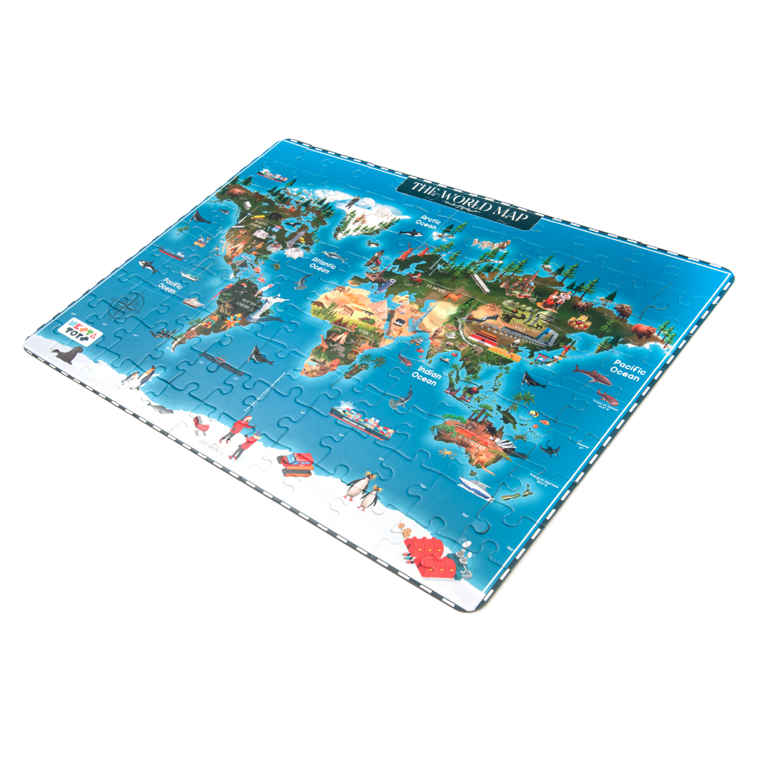 World map jigsaw puzzle, 100 Pcs jigsaw puzzle, educational toy, learning Toy, floor puzzle, nesta toys