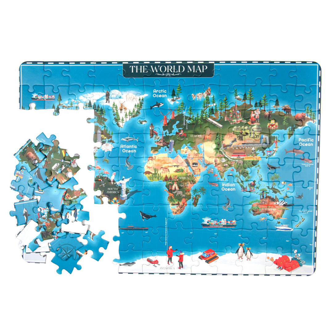 World map jigsaw puzzle, 100 Pcs jigsaw puzzle, educational toy, learning Toy, floor puzzle, nesta toys