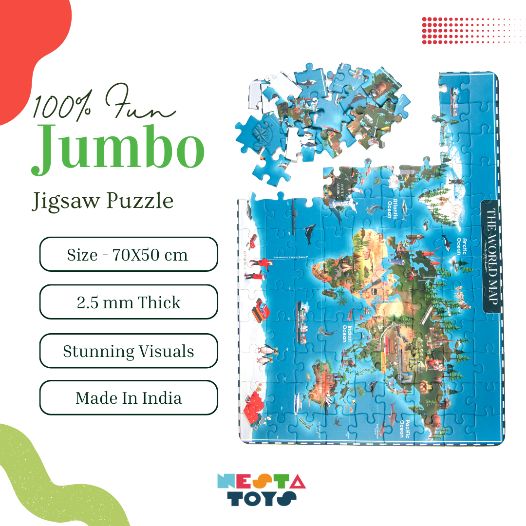 World map jigsaw puzzle, 100 Pcs jigsaw puzzle, educational toy, learning Toy, floor puzzle, nesta toys