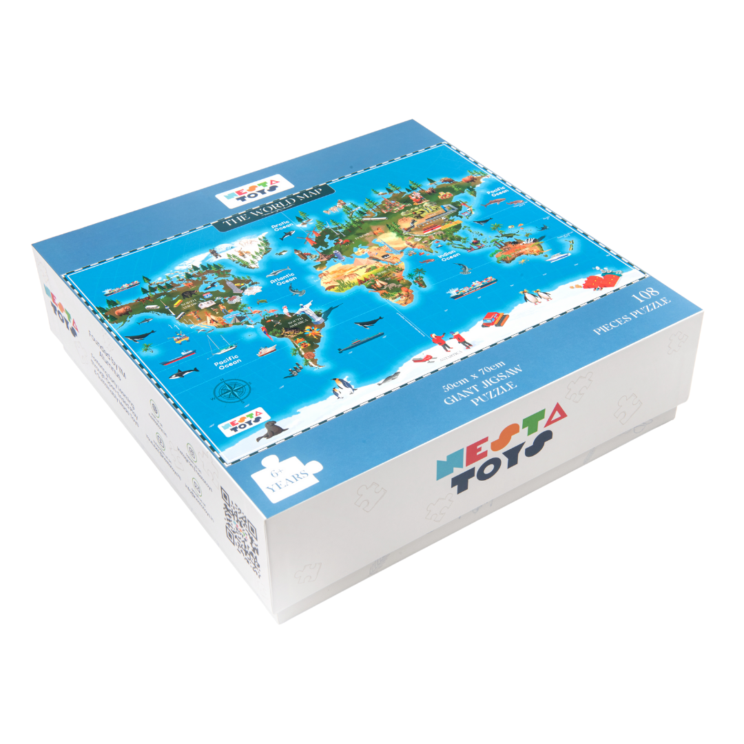 World map jigsaw puzzle, 100 Pcs jigsaw puzzle, educational toy, learning Toy, floor puzzle, nesta toys