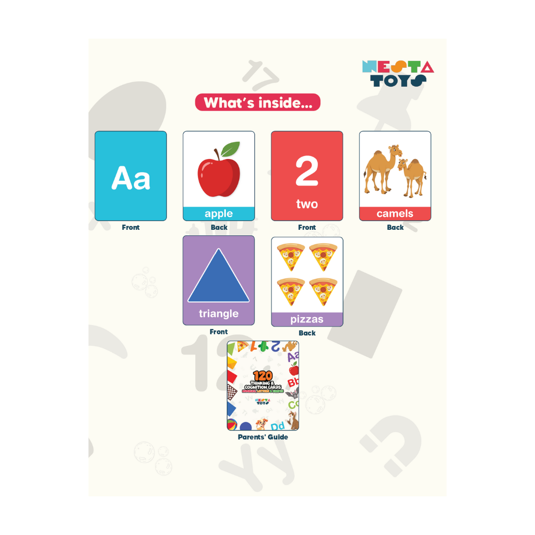 Numbers, Letters, Colors & Shapes (120 Images, 60 Cards) - nestatoys