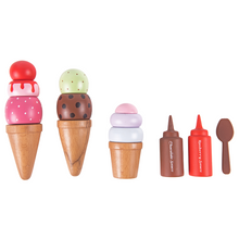 Load image into Gallery viewer, Ice Cream Set Toy, gift for girls, birthday gift, wooden toys, montessori toys, channapatna toys, nesta toys, kitchen toys, pretend play toys, learn through play

