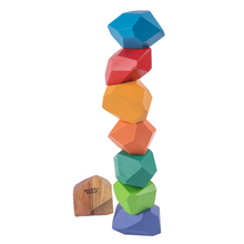 Load image into Gallery viewer, nesta toys, montessori toys, waldorf toys, building blocks, wooden building blocks, lego, Wooden Stone Balancing Blocks , Rainbow Stacking Sensory Toy
