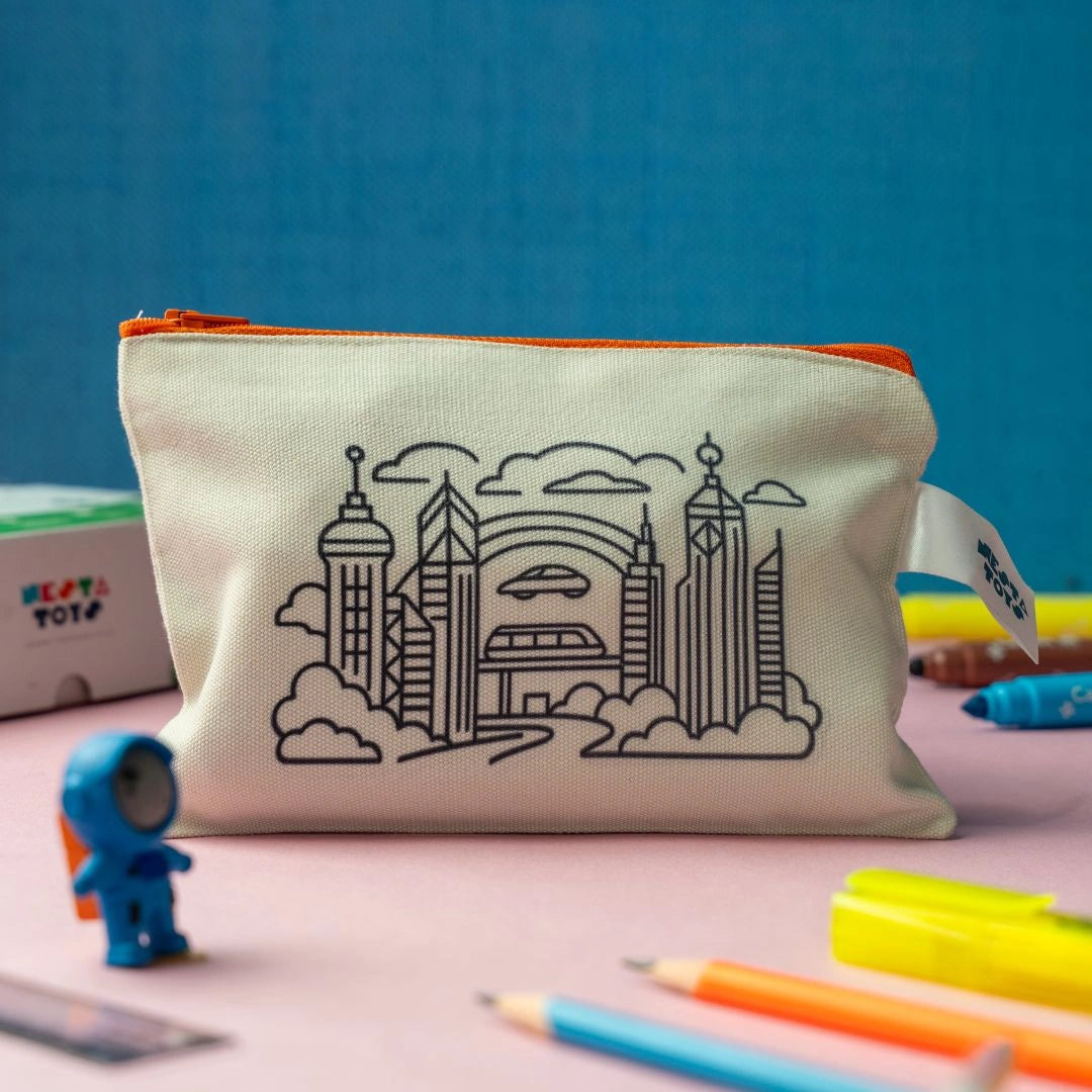 DIY Coloring Cotton Pouch for Kids – Robots and Future Tech