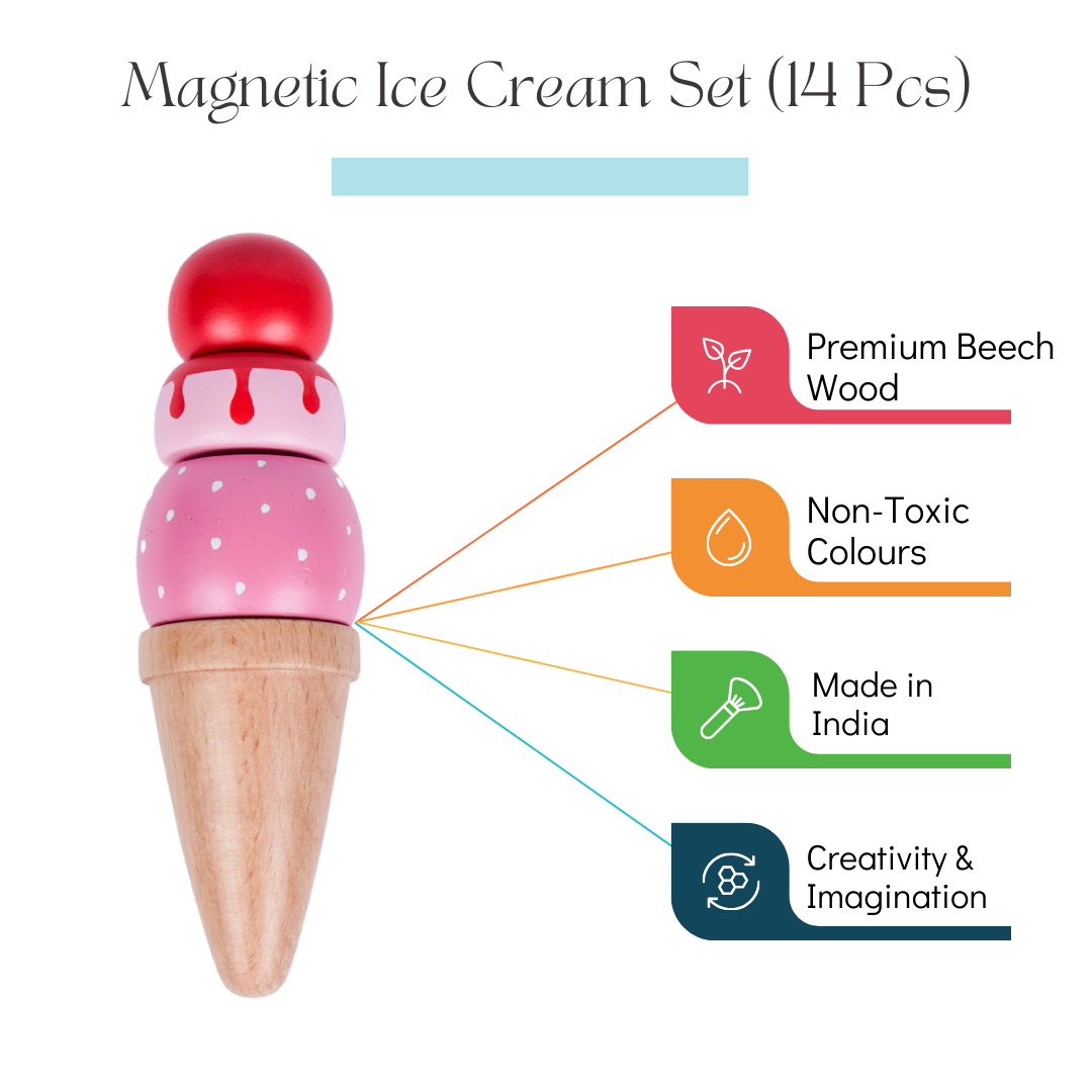 Ice Cream Set Toy, gift for girls, birthday gift, wooden toys, montessori toys, channapatna toys, nesta toys, kitchen toys, pretend play toys, learn through play