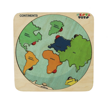 Load image into Gallery viewer, World Map with Continents puzzle , Earth Core Puzzle, Educational toys, STEM toys Learning Toy, Montessori Wooden Shapes Jumbo Knob Puzzles, toys for babies, puzzles for babies, channapatna toys, montessori toys, montessori puzzle, Montessori Circle Seriation Puzzle
