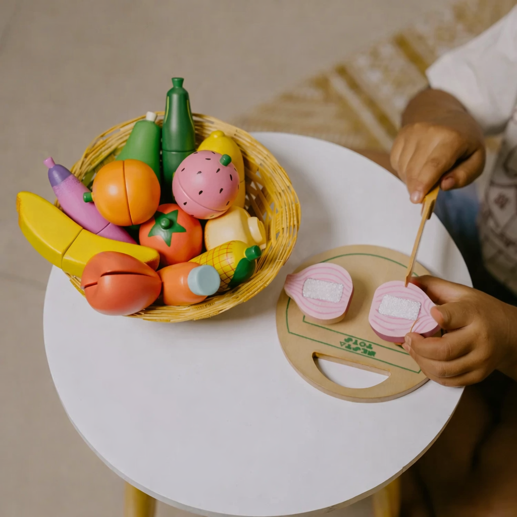 Wooden Velcro Vegetable and Fruit Toy Set (15 Pcs)