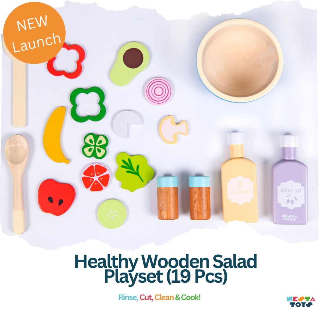 Pretend Play Toys - Wooden Healthy Salad Playset (19 Pcs) – nestatoys