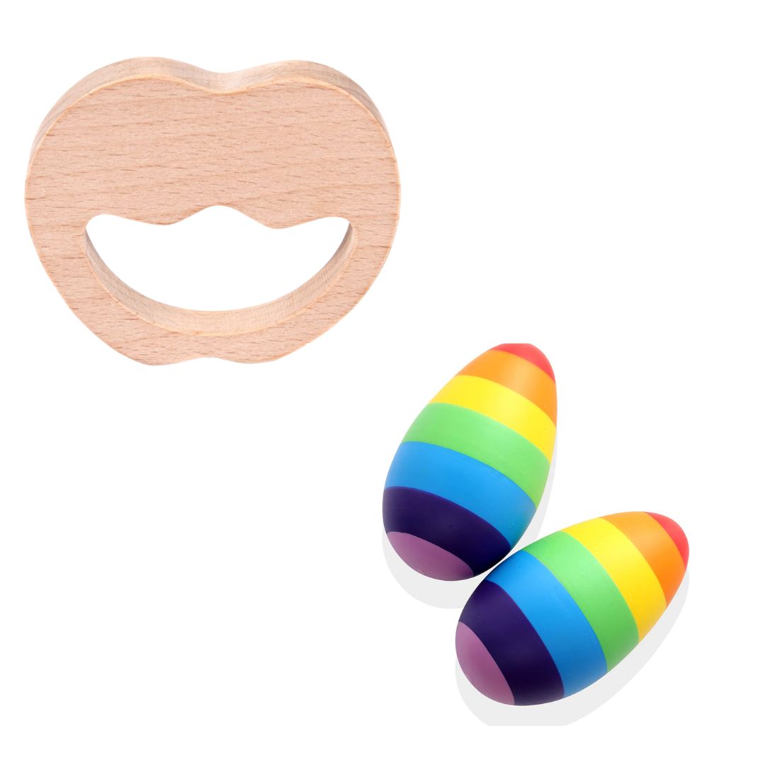 Wooden Egg Shaker (Rattle) & Teether Combo (3+ Months)