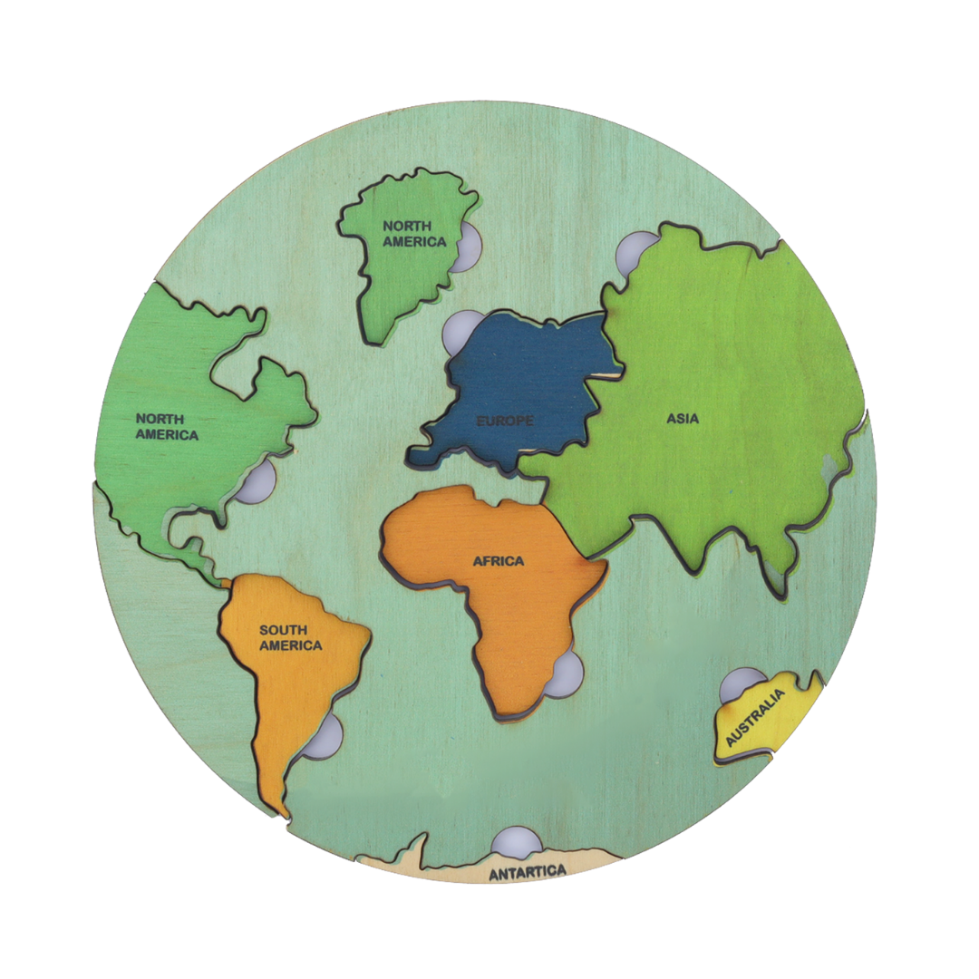 World Map with Continents puzzle , Earth Core Puzzle, Educational toys, STEM toys Learning Toy, Montessori Wooden Shapes Jumbo Knob Puzzles, toys for babies, puzzles for babies, channapatna toys, montessori toys, montessori puzzle, Montessori Circle Seriation Puzzle