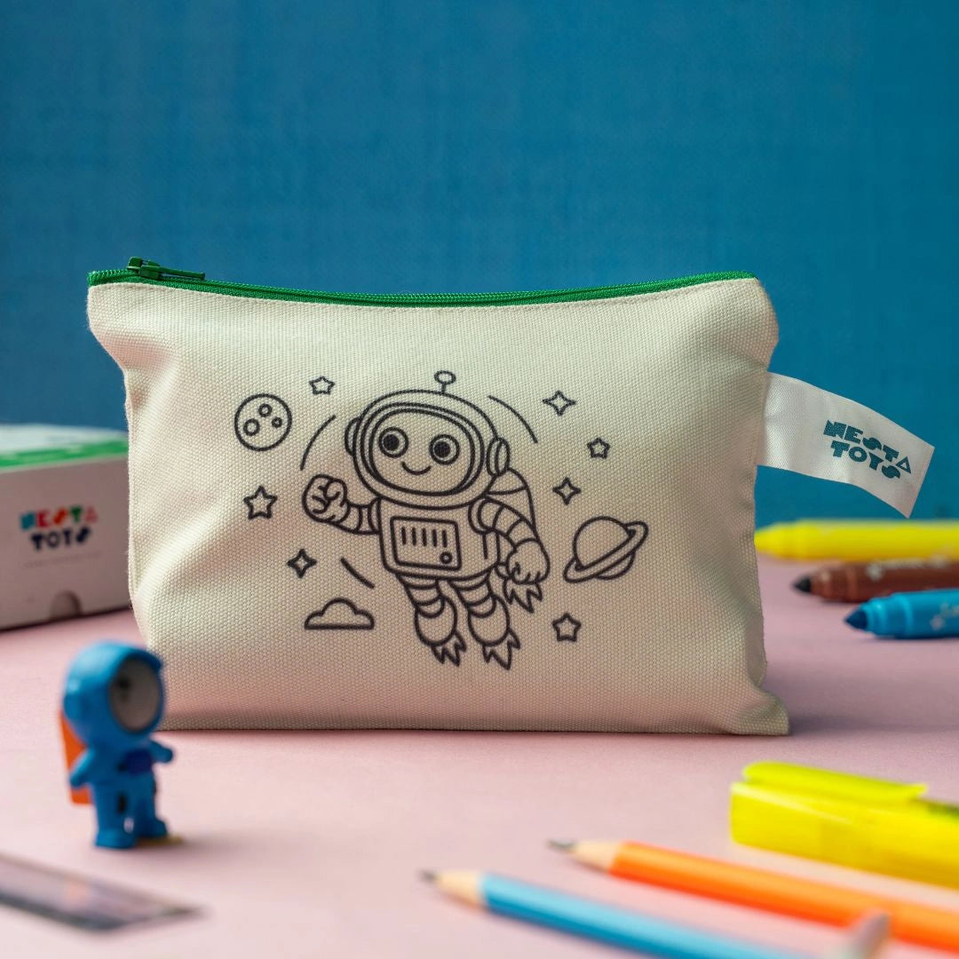 DIY Coloring Cotton Pouch for Kids – Robots and Future Tech