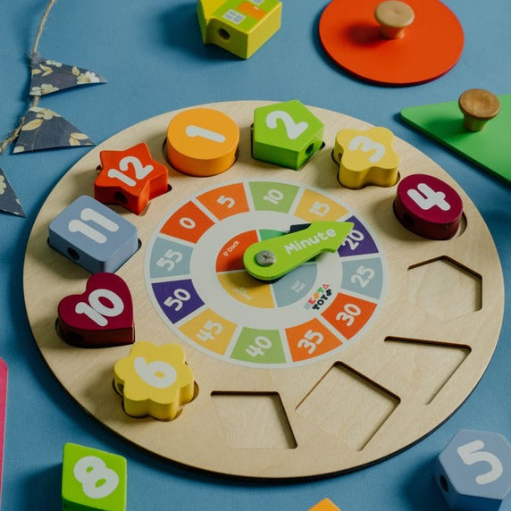 Wooden Shape Sorting Clock Toy