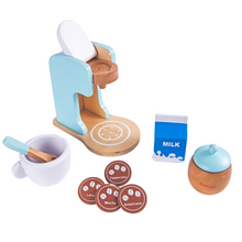 Load image into Gallery viewer, wooden coffee machine toy, pretend play toys, kitchen toys for kids, nesta toys, montessori toys, toy manufacturer, 
