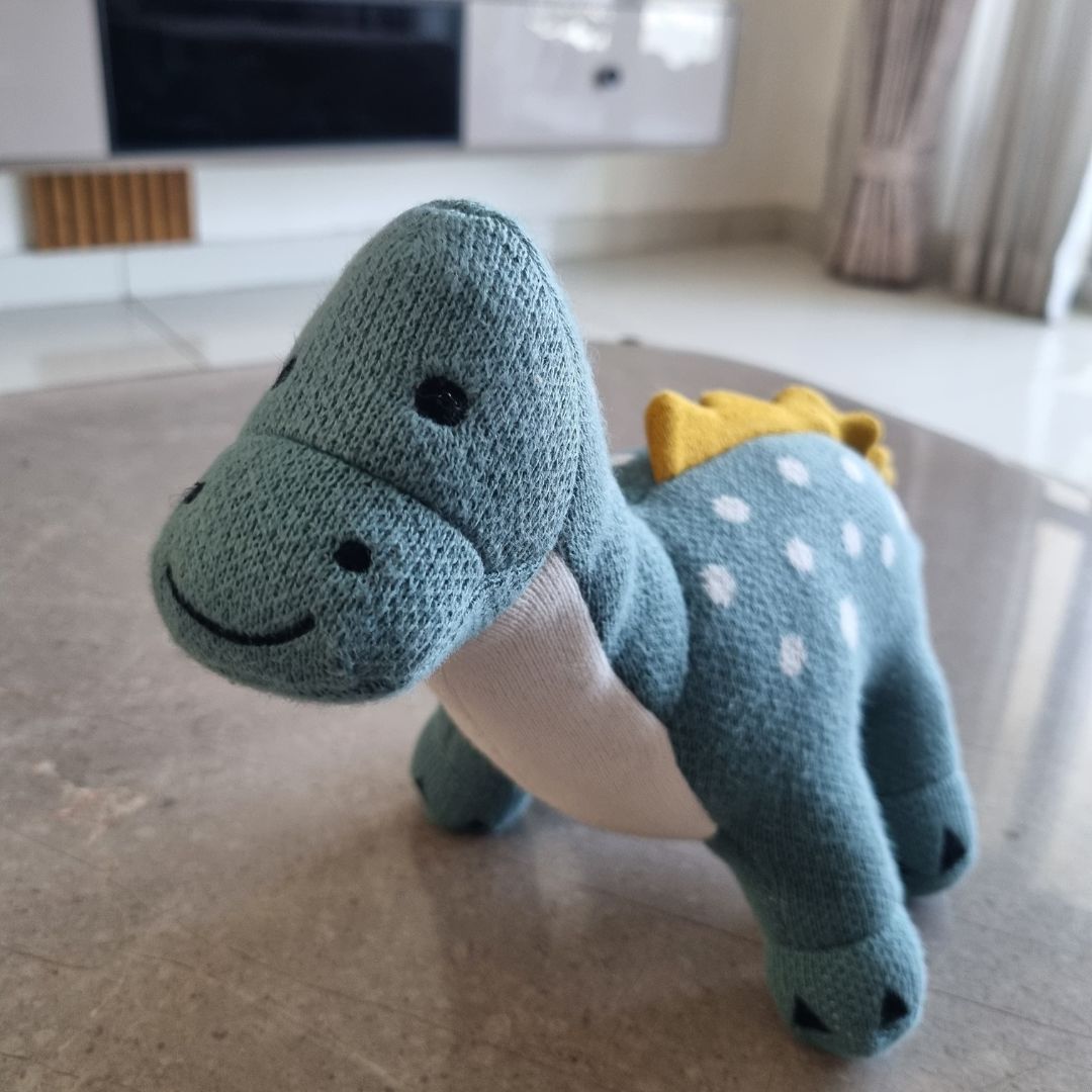 Dippy the Dino | Knitted Cotton Animal Plush Toy for Kids