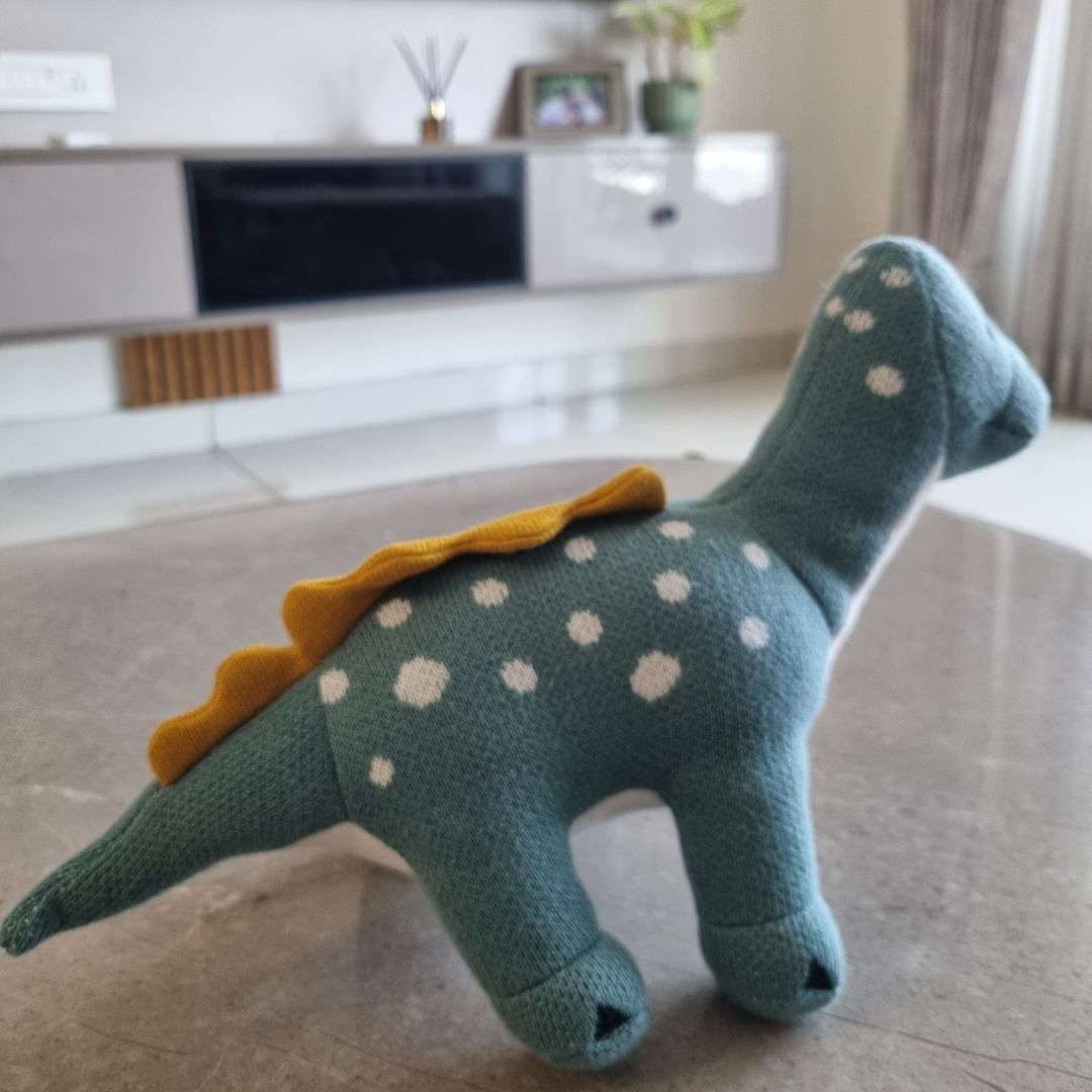 Dippy the Dino | Knitted Cotton Animal Plush Toy for Kids