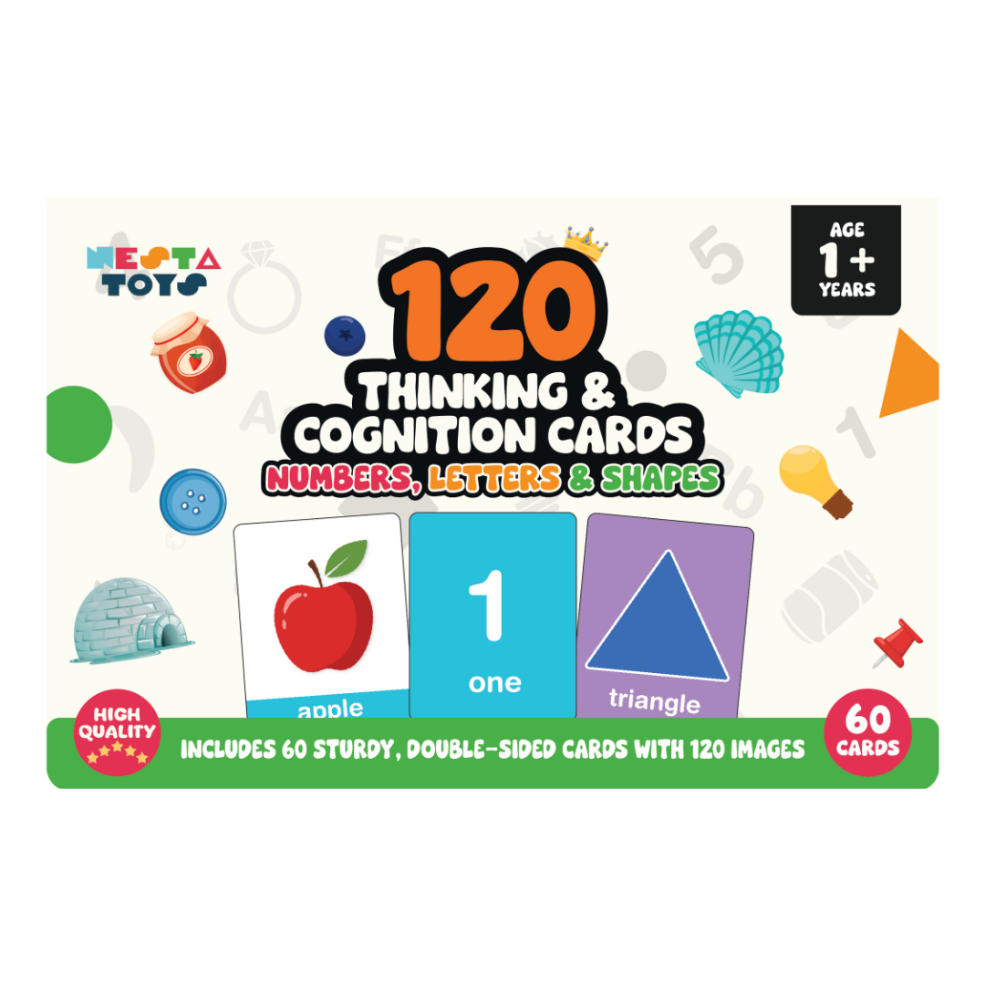 Numbers, Letters, Colors & Shapes (120 Images, 60 Cards) - nestatoys