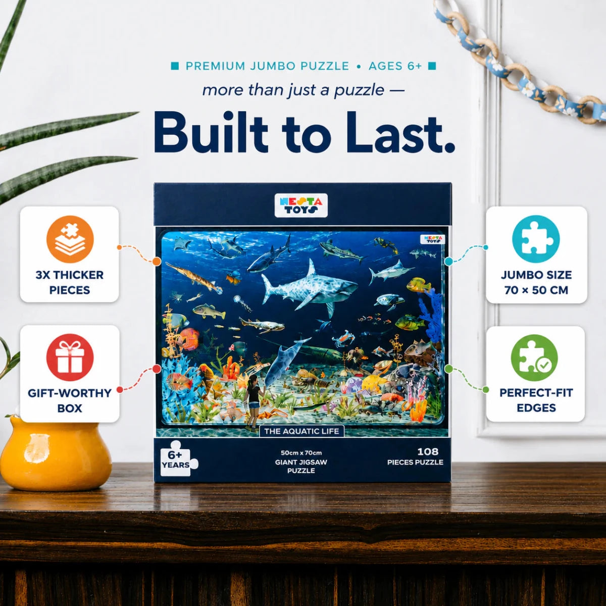 Aquatic Life Jigsaw Puzzle (108 Jumbo Pieces) - NESTA TOYS