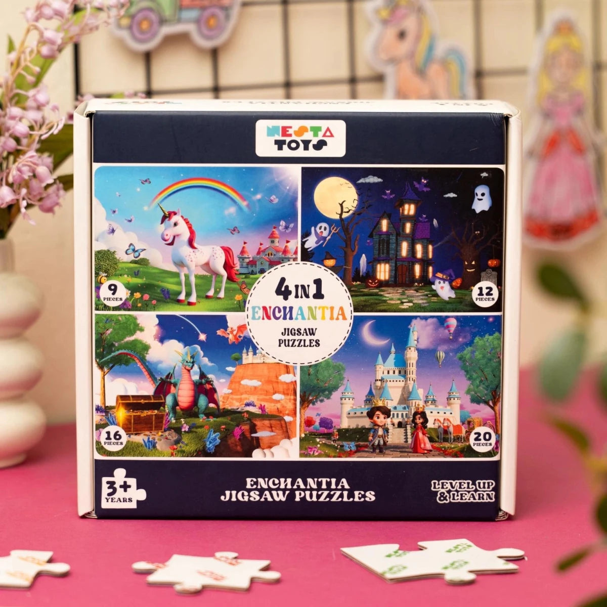 Enchantia - 4 in 1 Level Up & Learn Jigsaw Puzzle (9 Pcs - 20 Pcs) - NESTA TOYS