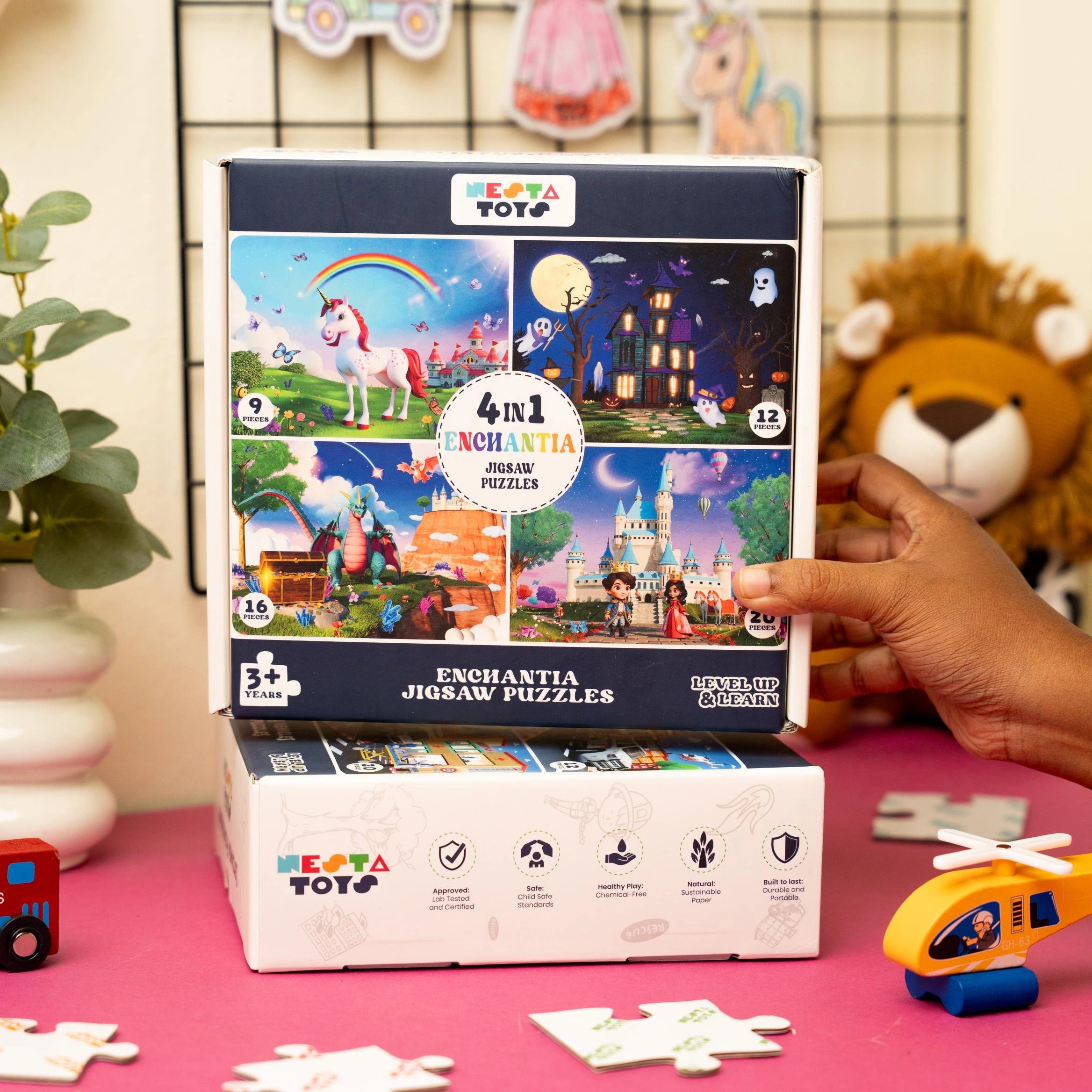 NESTA TOYS - Floor Puzzle & Game | 4 in 1 Jigsaw Puzzle | Enchantia (9 Pcs,12 Pcs, 16 Pcs, 20 Pcs) 